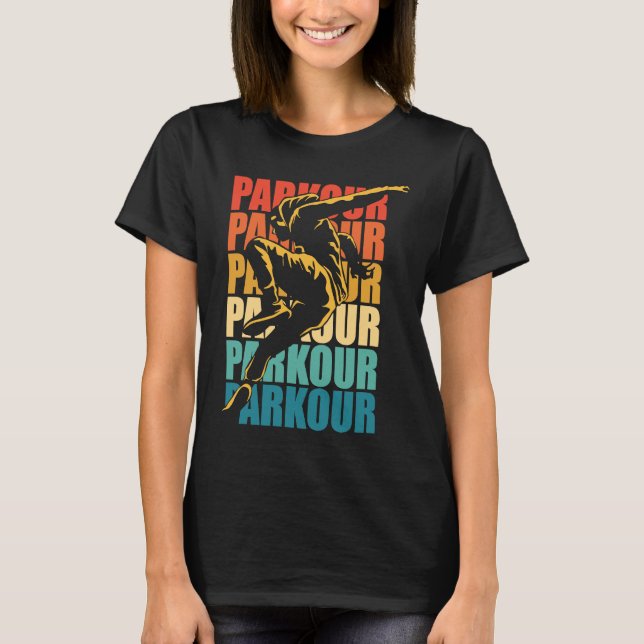 Retro Parkour Gratis Parkplatz T-Shirt (Vorderseite)