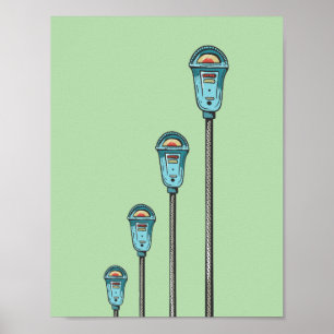 Retro-Parkuhr Poster