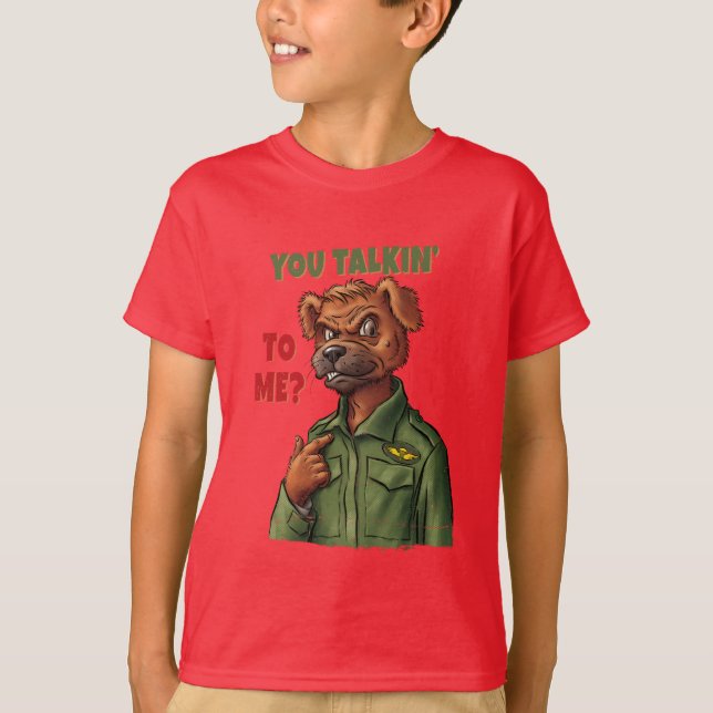 Retro Parody Dog – You Talkin’ to Me? T-Shirt (Vorderseite)