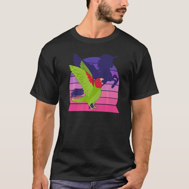 Retro Parrot I geflügeltes Einhorn I rote Maske T-Shirt (Vorderseite)