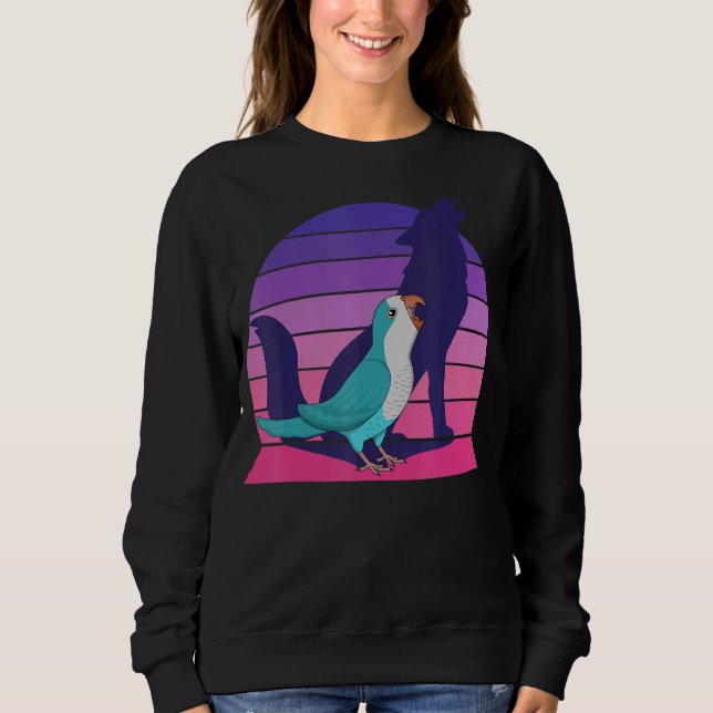Retro Parrot I Howling Wolf I schreiend Blauer Mön Sweatshirt (Vorderseite)
