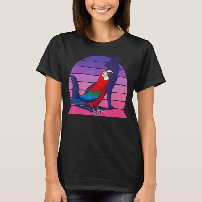 Retro Parrot I Howling Wolf I schreiend grüner Flü T-Shirt (Vorderseite)