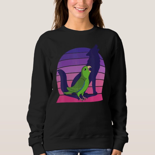 Retro Parrot I Howling Wolf I schreiend Grüner Par Sweatshirt (Vorderseite)