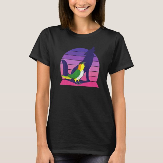 Retro Parrot I Howling Wolf I schreiend schwarzer  T-Shirt (Vorderseite)