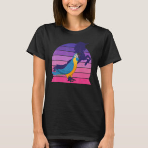 Retro Parrot I Unicorn I Blauer geworfen Maca T-Shirt