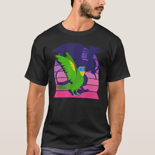 Retro Parrot I Winged Dragon I Orange geflügelt Am T-Shirt (Vorderseite)