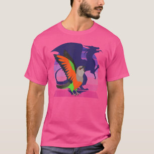 Retro Parrot I Winged Dragon I schreiend Red Belli T-Shirt