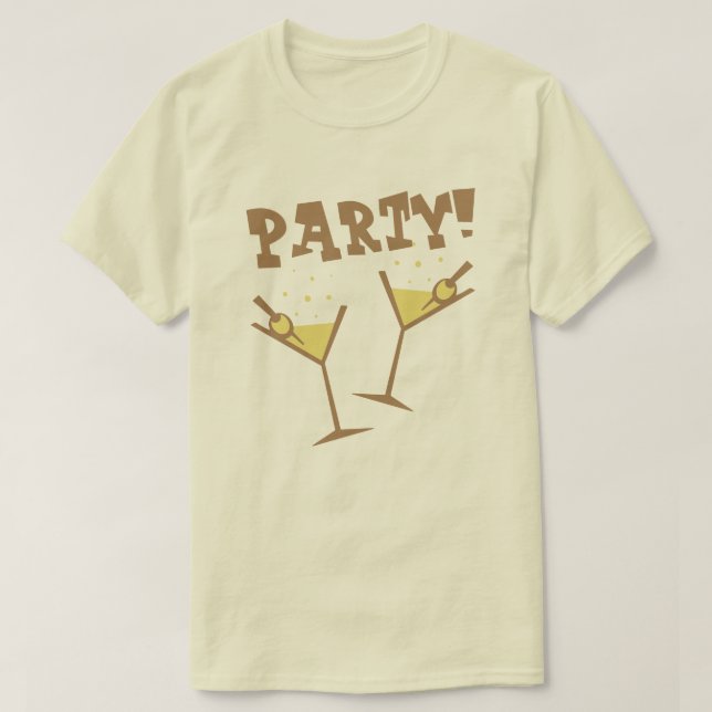 Retro Party Drinks Braun T - Shirt (Design vorne)