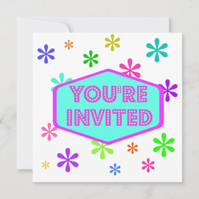 Retro Party Einladung (Vorderseite)