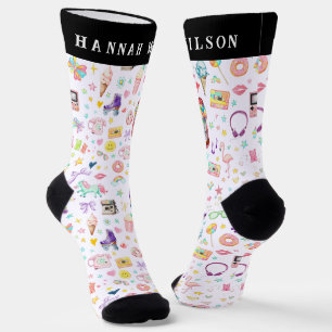Retro-Party-Icons Benutzerdefinierter Name Crew So Socken
