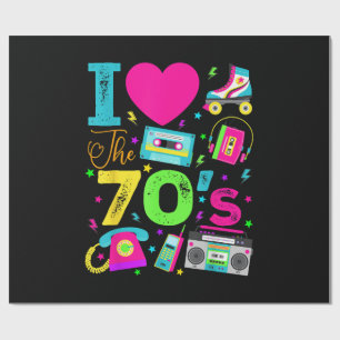 Retro-Party im Stil der Siebzigerjahre Geschenkpapier