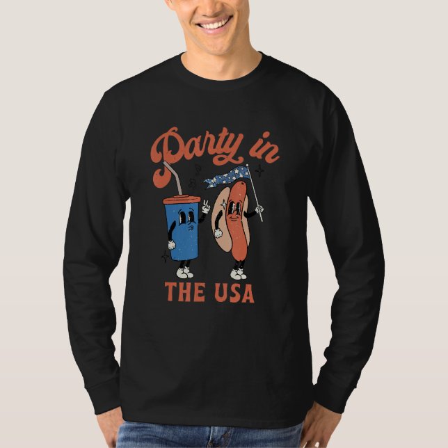Retro Party In The Usa 4th Of July America Patriot T-Shirt (Vorderseite)