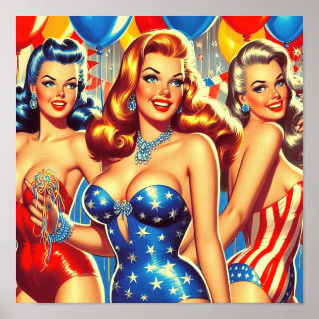 Retro-Party-Pin-ups Poster (Vorne)
