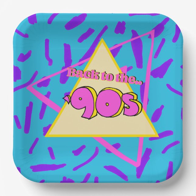 Retro-Party-Platte der 90er Jahre Pappteller (Vorderseite)