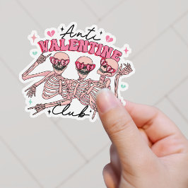 Retro Party Skeleton Anti-Valentine Club Vinyl Aufkleber