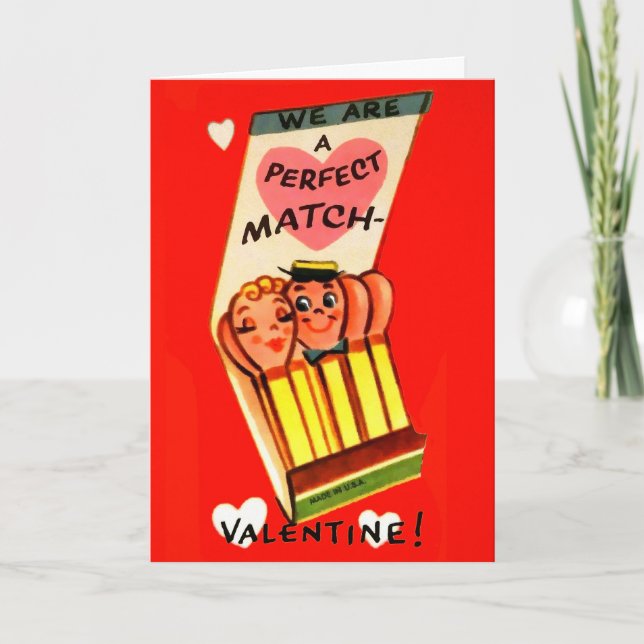 Retro passt Valentintagskarte Feiertagskarte (Vorderseite)