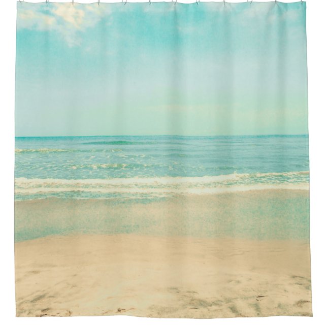 Retro Pastel Beach, Hintergrund, Sommer, Vintag, Duschvorhang (Vorderseite)