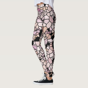Retro Pastel Blush Pink Violet Mosaik Art Muster Leggings