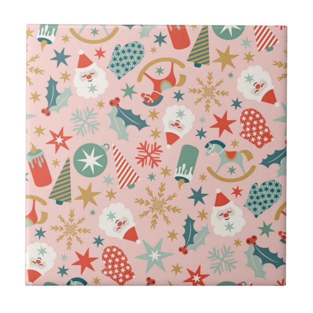 Retro Pastel Christmas Fliese (Vorderseite)