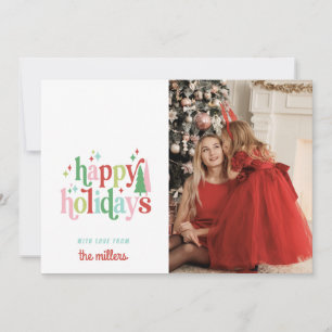 Retro Pastel Christmas   Happy Holidays Feiertagskarte