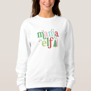Retro Pastel Christmas Mama Elf Sweatshirt