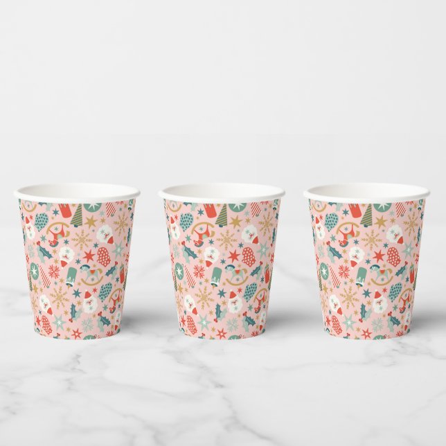 Retro Pastel Christmas Pappbecher (Multi)