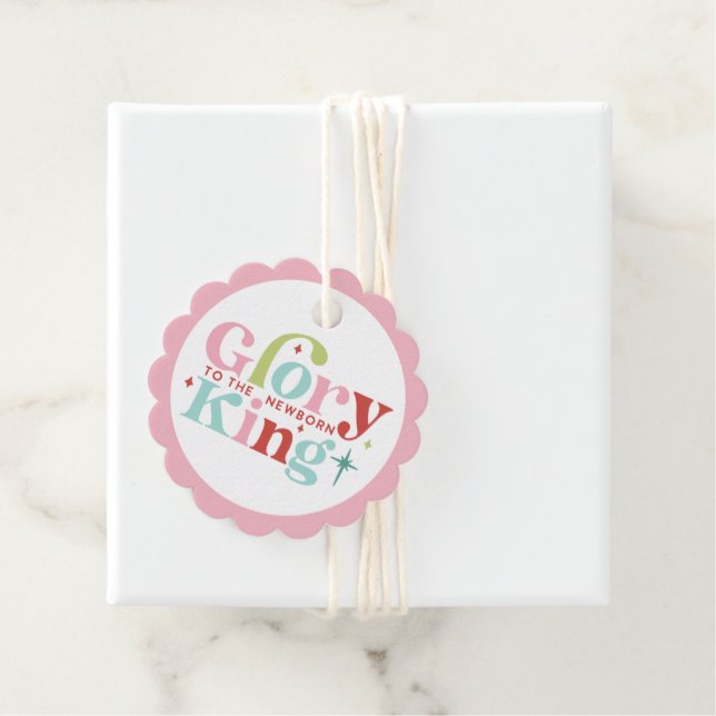 Retro Pastel Christmas | Ruhm für den Neugeborenen Geschenkanhänger (Beispiel)