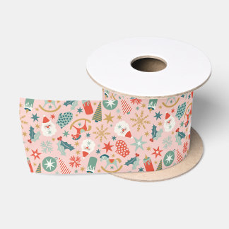 Retro Pastel Christmas Satinband