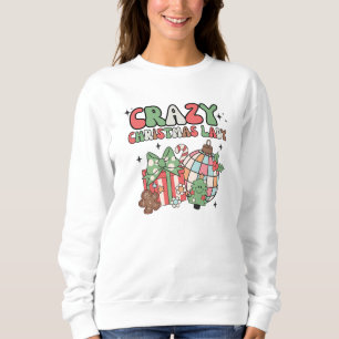Retro Pastel Crazy Christmas Lady Sweatshirt