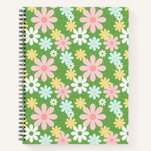 Retro Pastel Daisy Blume mit Punkten Notizbuch