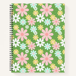 Retro Pastel Daisy Blume mit Punkten Notizbuch