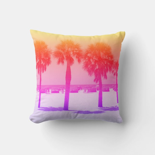 Retro Pastel Farbpalme Kissen (Vorderseite)