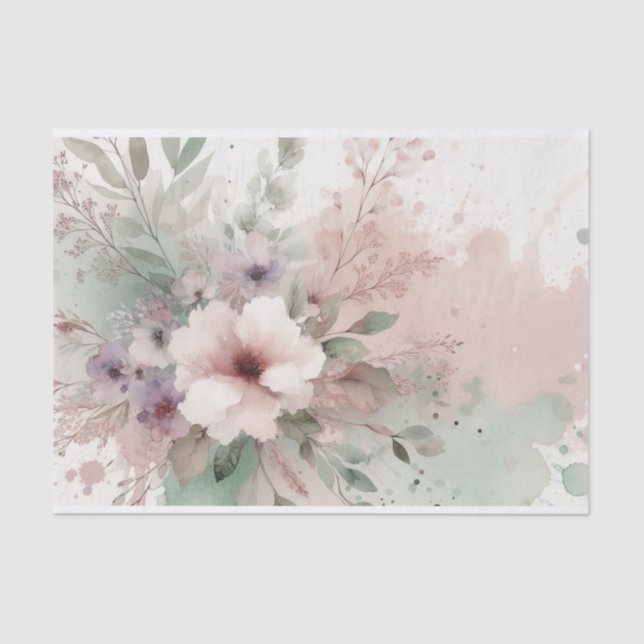 Retro Pastel floral Charm Decoupage Prints Seidenpapier (Vorderseite)