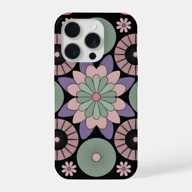 Retro Pastel Floral Mandala Symmetry iPhone Hülle (Rückseite)