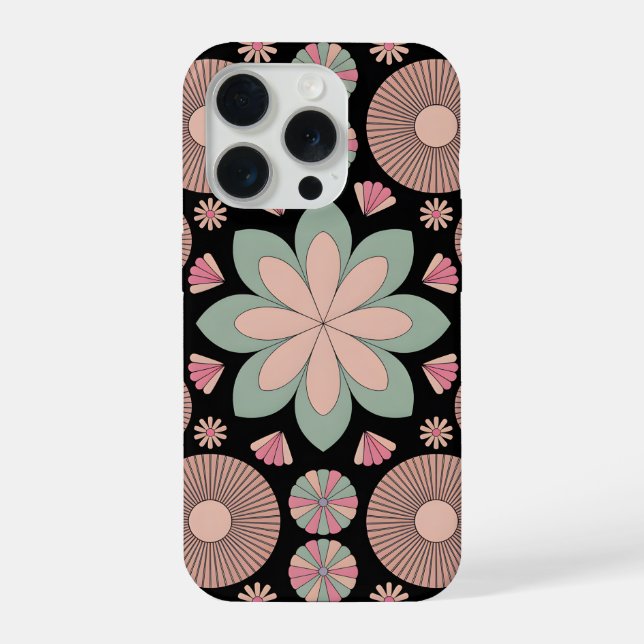 Retro Pastel Floral Mandala Symmetry iPhone Hülle (Rückseite)