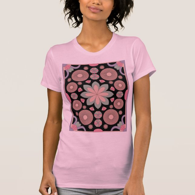 Retro Pastel Floral Mandala Symmetry T-Shirt (Vorderseite)