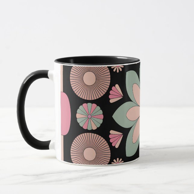 Retro Pastel Floral Mandala Symmetry Tasse (Links)