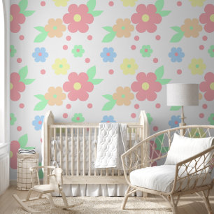 Retro Pastel florale Schale und Hängematte Tapete