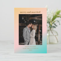 Retro Pastel Gradient Merry Verheiratet Wedding Fo
