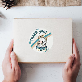 Retro Pastel Gray Blue Baby Dragon Vielen Dank Etiketten