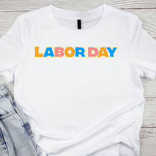 Retro Pastel Labour Day Letters T-Shirt