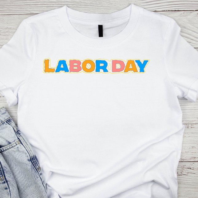 Retro Pastel Labour Day Letters T-Shirt (Von Creator hochgeladen)
