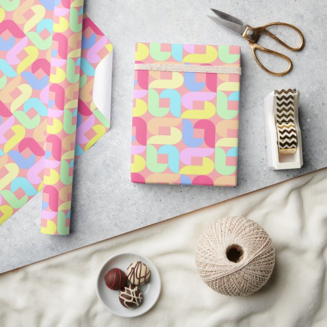 Retro Pastel Loops Geschenkpapier (Kunsthandwerk)