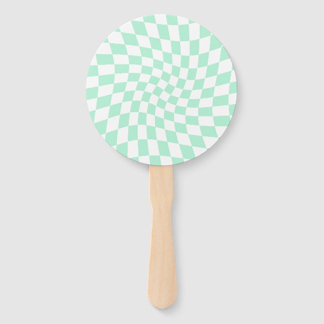 Retro Pastel Minze Grüne Karos verschraubte Karton Fächer (Vorderseite)