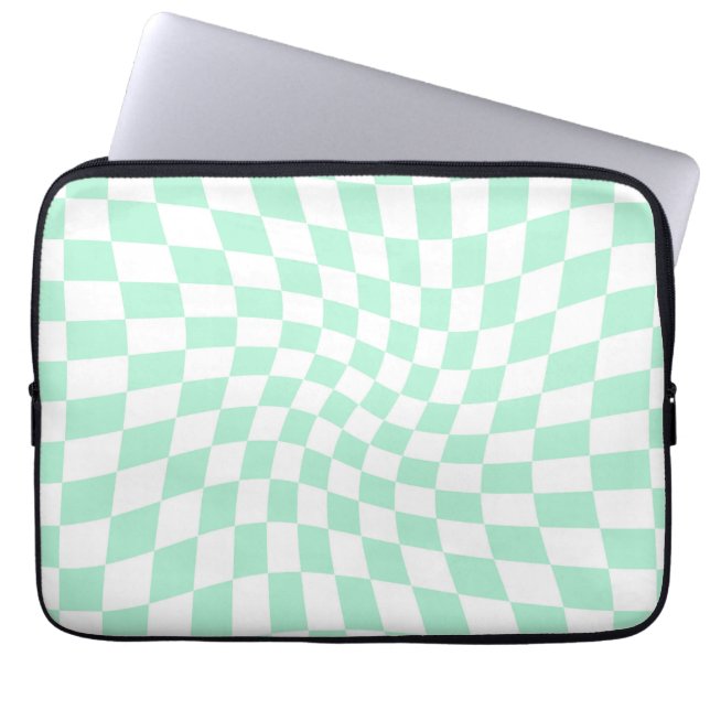 Retro Pastel Minze Grüne Karos verschraubte Karton Laptopschutzhülle (Vorderseite)