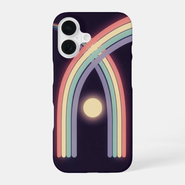 Retro Pastel-Mondbogen iPhone 16 Hülle (Rückseite)