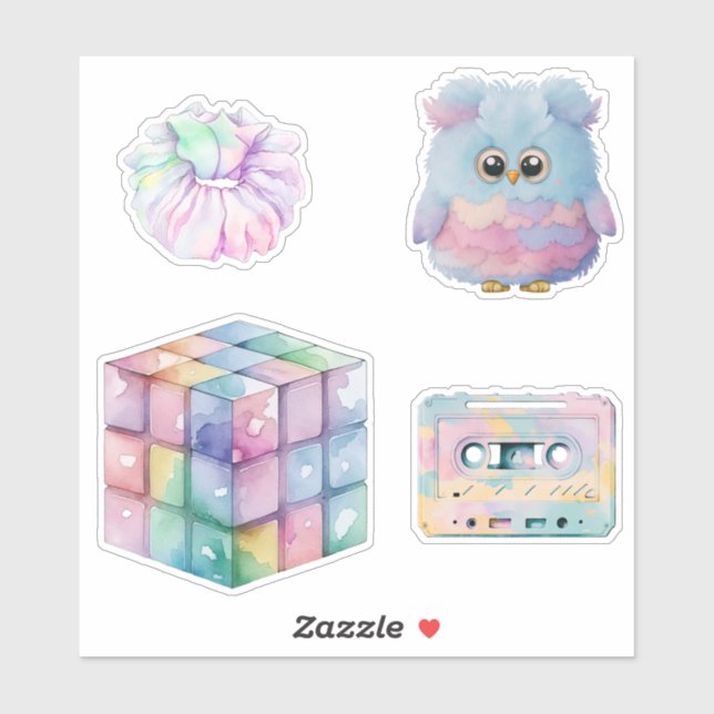 Retro Pastel Nostalgic 80er, 90er Favoriten Aufkleber (Blatt)