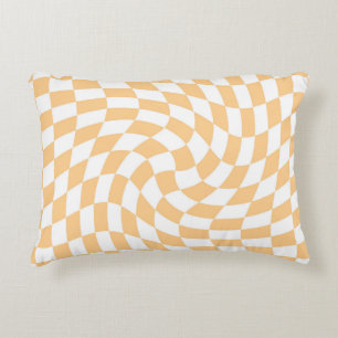 Retro Pastel Peach Dorm Warper Karo geprüft Dekokissen