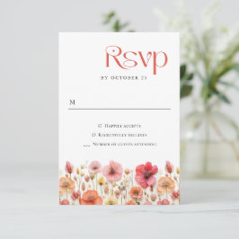 Retro Pastel Pink Boho Wild Blume Hochzeit RSVP Karte