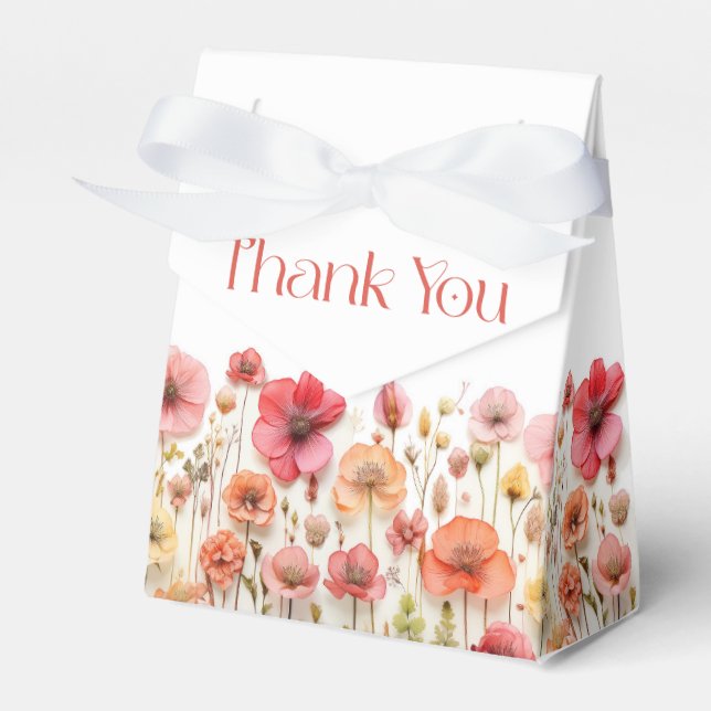 Retro Pastel Pink Boho Wildblume Wedding Geschenkschachtel (Vorderseite)